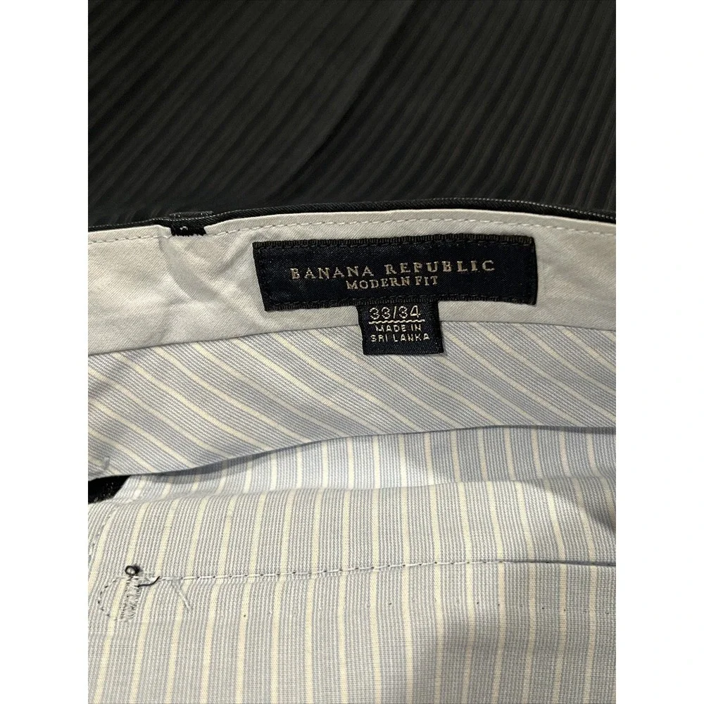 Banana Republic Modern Fit Pants Size 33X34 Gray Blue Plaid